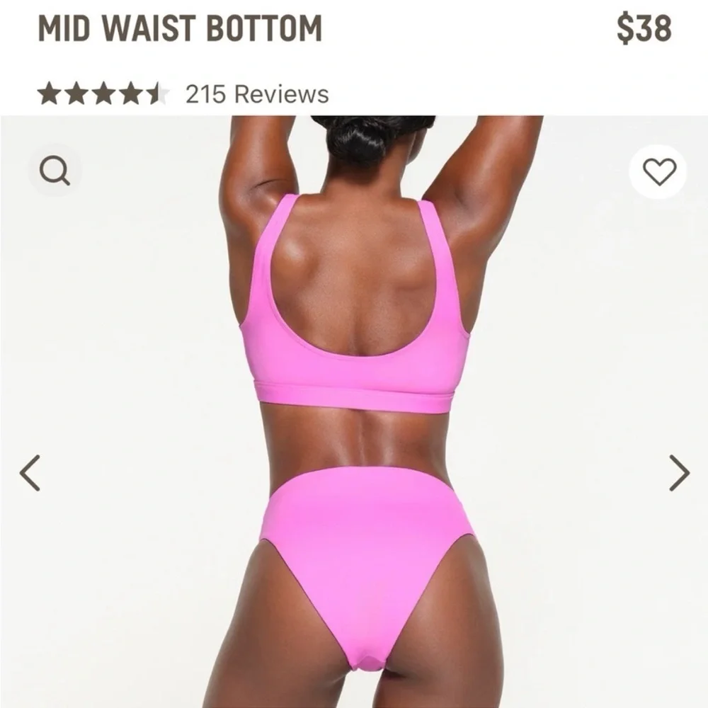 Skims signature swim mid waist bottom Neon Orchid NWT‎ size M